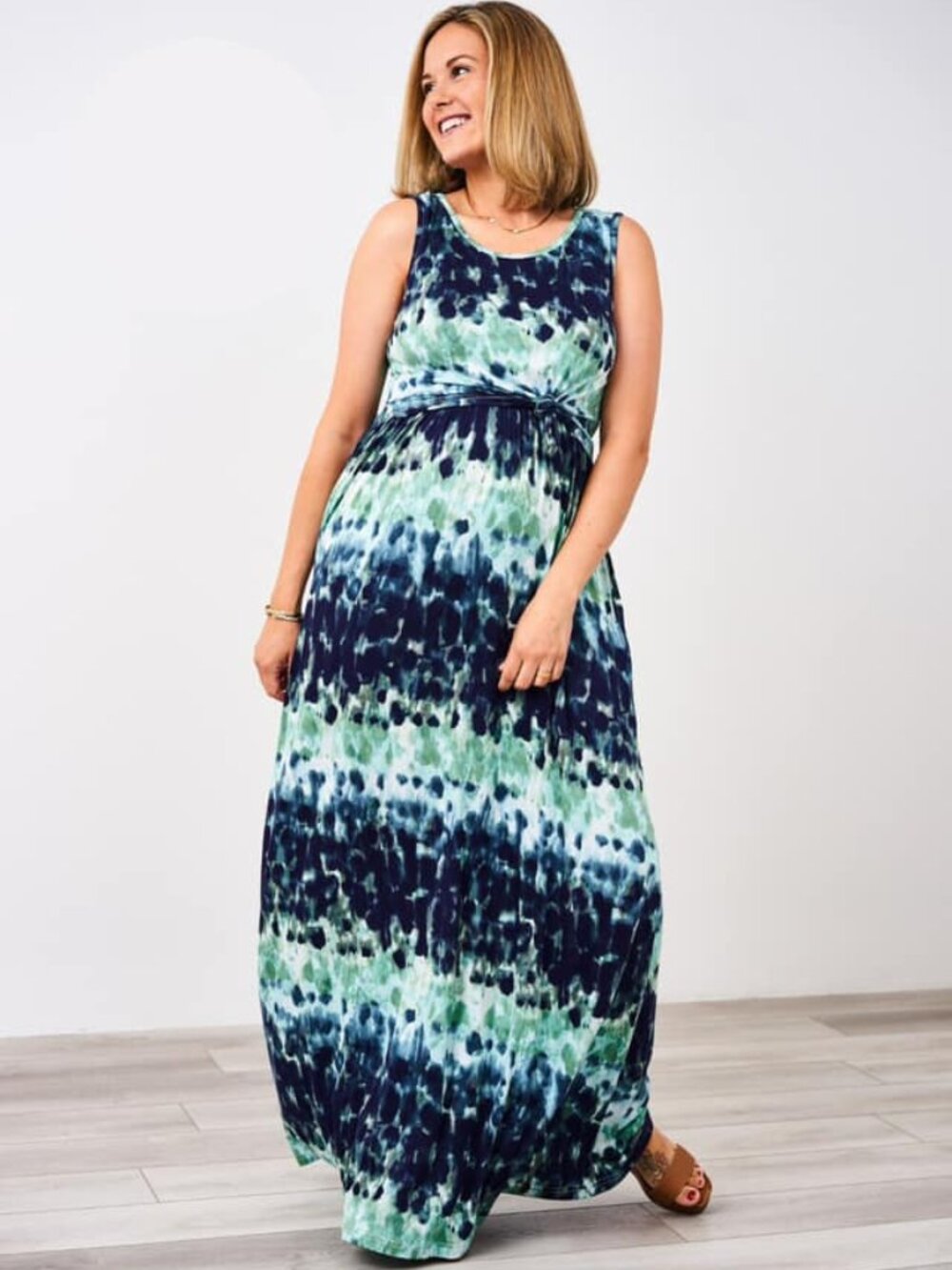 Latched Mama Boardwalk Maxi Dress in Ocean Swells - Size L
